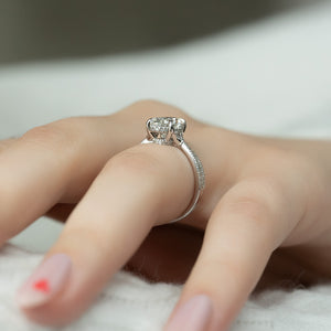 The Angelina Set With A 1 Carat Oval 18K White Gold Lab Diamond