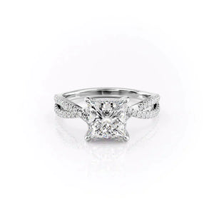 The Angelina Set With A 2.5 Carat Princess 18K White Gold Lab Diamond