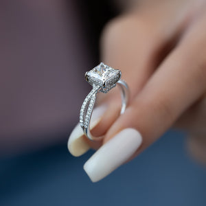 The Angelina Set  With A 2.5 Carat Princess 14K White Gold Moissanite