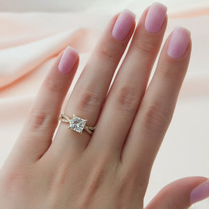 The Angelina Set With A 1 Carat Princess 18K Yellow Gold Lab Diamond