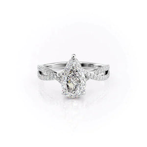 The Angelina Set With A 2 Carat Pear 18K White Gold Lab Diamond