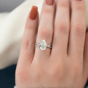 The Angelina Set With A 2 Carat Pear 14K White Gold Lab Diamond