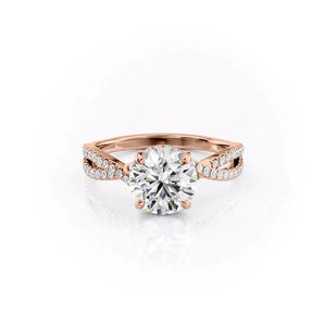 The Angelina Set  With A 1 Carat Round 14K Rose Gold Moissanite