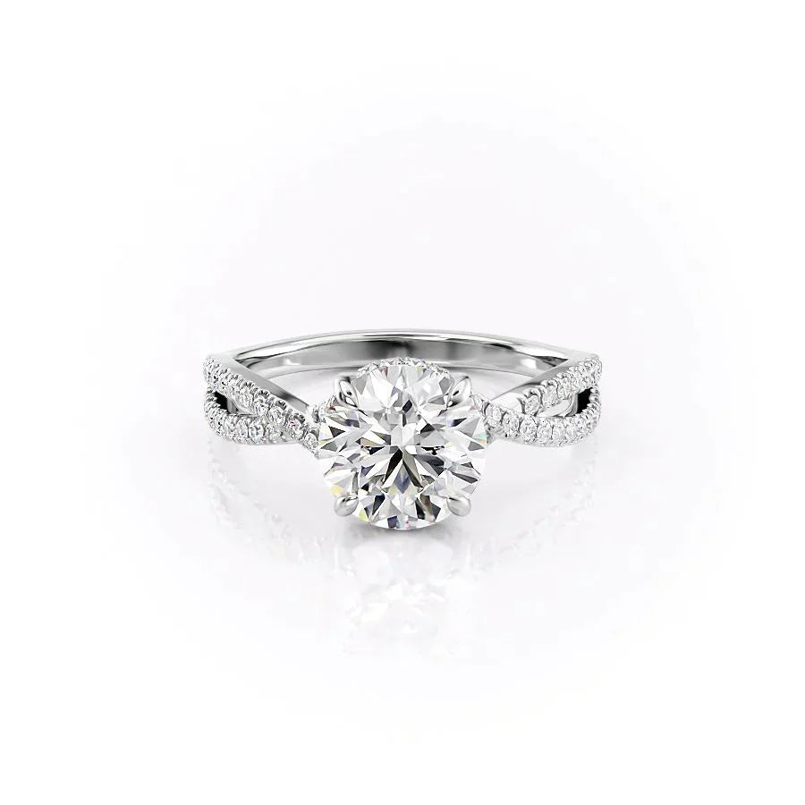The Angelina Set With A 2 Carat Round 18K White Gold Lab Diamond