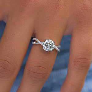 The Angelina Set With A 1 Carat Round 14K White Gold Lab Diamond