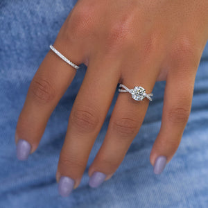 The Angelina Set With A 1 Carat Round 14K White Gold Lab Diamond