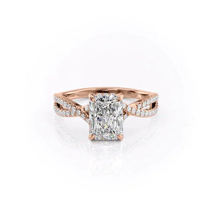The Angelina Set With A 2 Carat Radiant 14K Rose Gold Lab Diamond