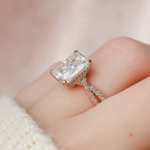 The Angelina Set With A 1 Carat Radiant 14K Rose Gold Lab Diamond