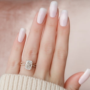 The Angelina Set With A 1 Carat Radiant 14K Rose Gold Lab Diamond