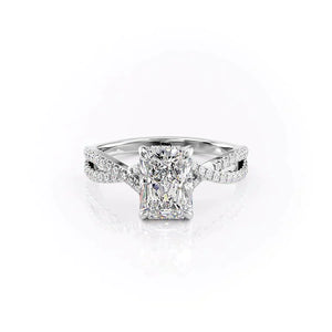 The Angelina Set With A 3 Carat Radiant 14K White Gold Lab Diamond