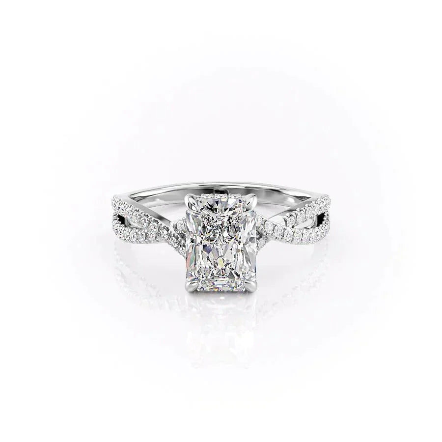 The Angelina Set With A 1.5 Carat Radiant 14K White Gold Lab Diamond