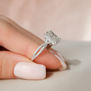 The Angelina Set With A 1 Carat Radiant 14K White Gold Lab Diamond