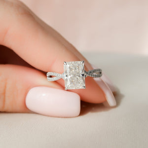 The Angelina Set With A 1 Carat Radiant 14K White Gold Lab Diamond