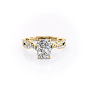 The Angelina Set With A 1.5 Carat Radiant 14K Yellow Gold Lab Diamond