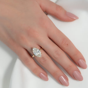 The Eleanor Set  With A 2.5 Carat Marquise 14K Yellow Gold Moissanite