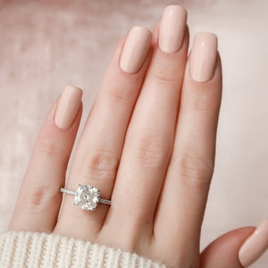 The Pave Alex Set With A 1 Carat Cushion 18K White Gold Lab Diamond