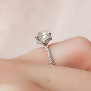 The Pave Alex Set With A 1 Carat Cushion 18K White Gold Lab Diamond