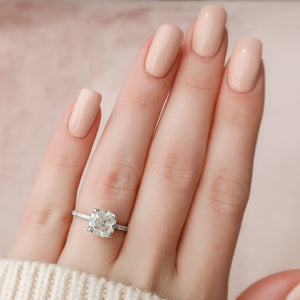 The Pave Alex Set With A 1 Carat Cushion 14K White Gold Lab Diamond