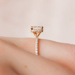 The Pave Alex Set With A 1 Carat Cushion 18K Yellow Gold Lab Diamond