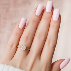 The Pave Alex Set With A 1 Carat Cushion 14K Yellow Gold Lab Diamond