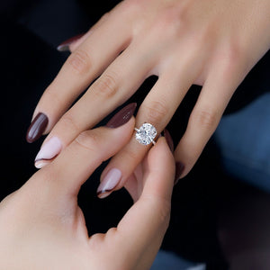 The Pave Alex Set With A 1 Carat E. Cushion 14K Rose Gold Lab Diamond