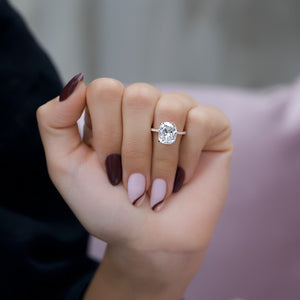 The Pave Alex Set With A 1 Carat E. Cushion 14K Rose Gold Lab Diamond