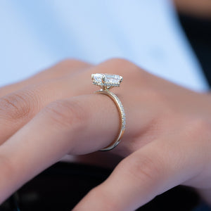 The Pave Alex Set With A 3 Carat E. Cushion 18K Yellow Gold Lab Diamond