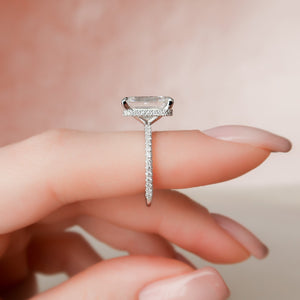 The Pave Alex Set With A 1 Carat Emerald 14K White Gold Lab Diamond