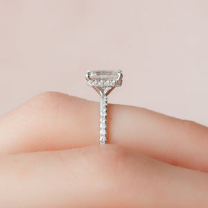 The Pave Alex Set With A 1 Carat Emerald 14K White Gold Lab Diamond