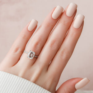The Pave Alex Set With A 1 Carat Emerald 14K White Gold Lab Diamond