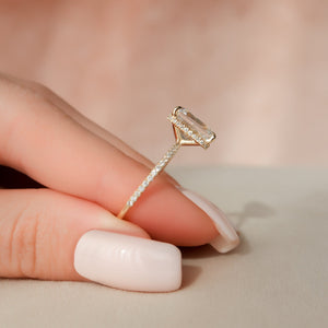 The Pave Alex Set With A 2 Carat Emerald 18K Yellow Gold Lab Diamond