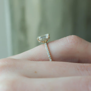 The Pave Alex Set With A 1 Carat Emerald 14K Yellow Gold Lab Diamond