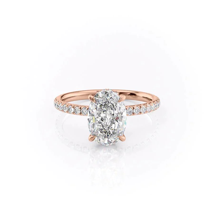 The Pave Alex Set With A 1 Carat Oval 14K Rose Gold Lab Diamond