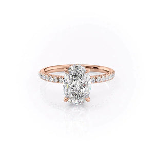 The Pave Alex Set With A 1 Carat Oval 14K Rose Gold Lab Diamond
