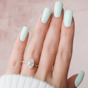 The Pave Alex Set With A 1 Carat Oval 14K Rose Gold Lab Diamond