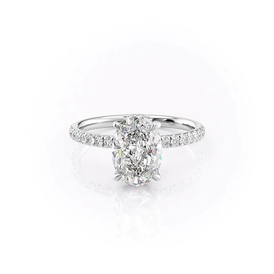 The Pave Alex Set With A 1 Carat Oval 14K White Gold Lab Diamond