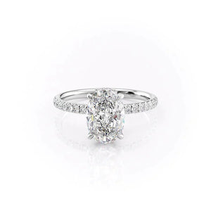 The Pave Alex Set With A 1 Carat Oval 14K White Gold Lab Diamond