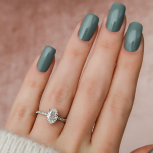 The Pave Alex Set With A 1 Carat Oval 14K White Gold Lab Diamond