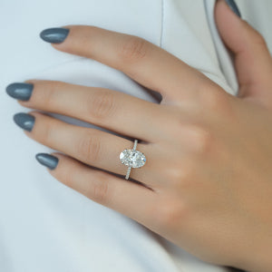 The Pave Alex Set With A 1 Carat Oval 14K White Gold Lab Diamond