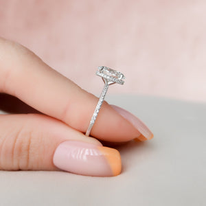 The Pave Alex Set With A 1 Carat Oval 18K White Gold Lab Diamond