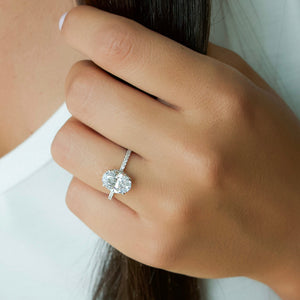 The Pave Alex Set With A 1 Carat Oval 14K White Gold Lab Diamond