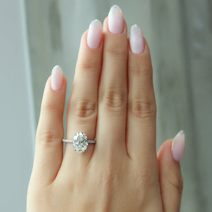 The Pave Alex Set With A 1 Carat Oval 18K White Gold Lab Diamond