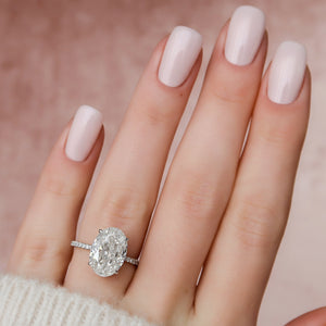 The Pave Alex Set With A 1 Carat Oval 18K White Gold Lab Diamond