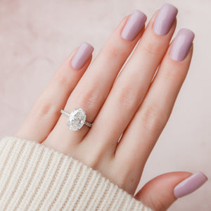 The Pave Alex Set With A 1 Carat Oval 14K White Gold Lab Diamond