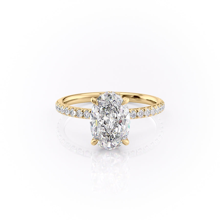 The Pave Alex Set With A 2 Carat Oval 18K Yellow Gold Lab Diamond