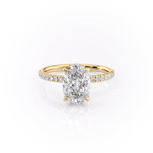 The Pave Alex Set With A 2 Carat Oval 18K Yellow Gold Lab Diamond
