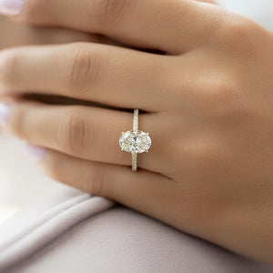 The Pave Alex Set With A 1 Carat Oval 14K Yellow Gold Lab Diamond