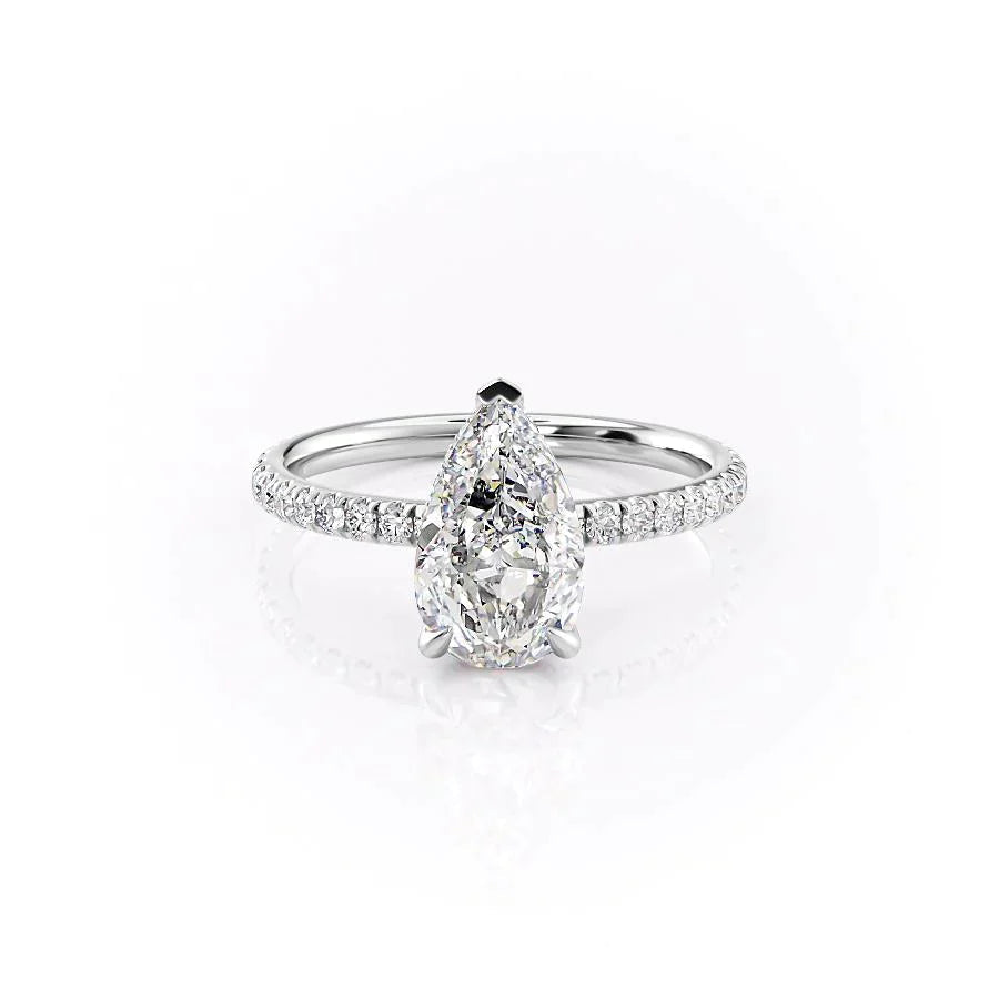 The Pave Alex Set With A 1 Carat Pear 14K White Gold Lab Diamond