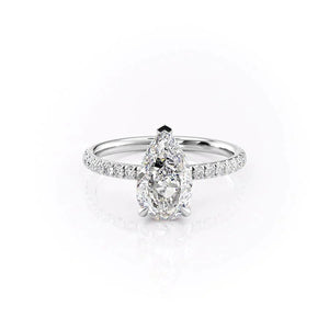 The Pave Alex Set With A 1 Carat Pear 18K White Gold Lab Diamond