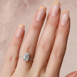 The Pave Alex Set With A 1 Carat Pear 14K White Gold Lab Diamond